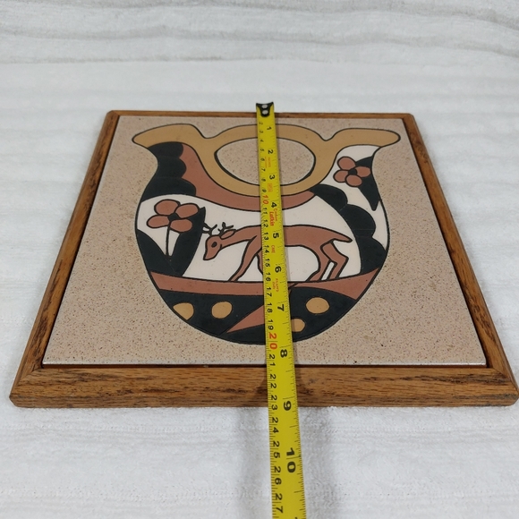 Mag Mor Art Tile Trivet Southwestern Aztec Wedding Vase Deer Flower Hot Plate - Picture 7 of 7